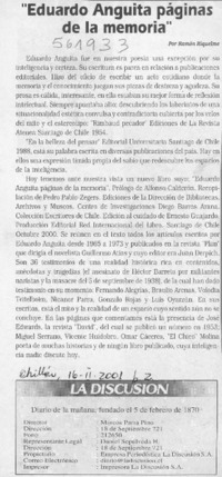 "Eduardo Anguita páginas de la memoria"  [artículo] Ramón Riquelme
