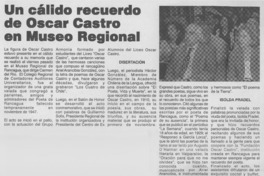 Un Cálido recuerdo de Oscar Castro en Museo Regional