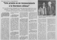 "Este premio es un reconocimiento a la literatura chilena"