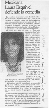 Mexicana Laura Esquivel defiende la comedia