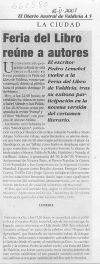 Feria del libro reúne a autores  [artículo]