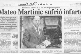 Mateo Martinic sufrió infarto  [artículo]