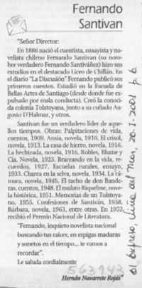 Fernando Santivan  [artículo] Hernán Navarrete Rojas