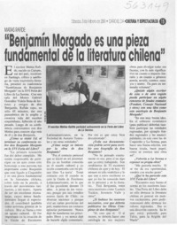 "Benjamín Morgado es una pieza fundamental de la literatura chilena"  [artículo]