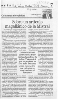 Sobre un artículo magallánico de la Mistral  [artículo] Luis Godoy Gómez