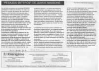 "Pedazos enteros" de Juan A. Massone.  [artículo] Horacio Hernández Anderson