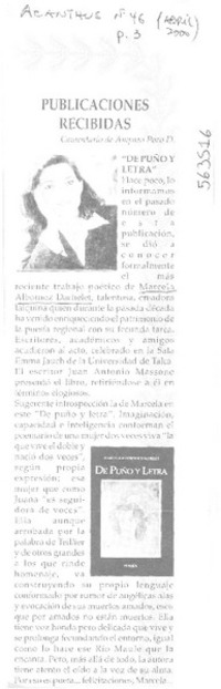 Publicaciones recibidas