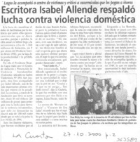 Escritora Isabel Allende respaldó lucha contra violencia doméstica