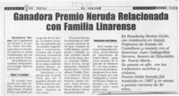Ganadora Premio Neruda relacionada con familia linarense