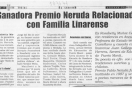 Ganadora Premio Neruda relacionada con familia linarense