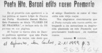 Poeta Hto. Baroni edita nuevo Poemario  [artículo]