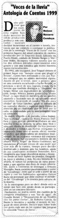 "Voces de la lluvia" Antologia de cuentos 1999