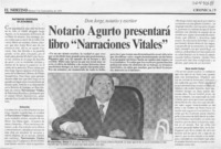 Notario Agurto presentará libro "Narraciones Vitales"