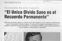 "El único olvido sano es el recuerdo permanente"  [artículo] M. Sagredo