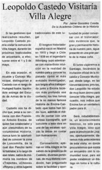 Leopoldo Castedo visitaría Villa Alegre