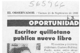 Escritor quillotano publica nuevo libro  [artículo]