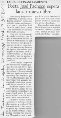 Poeta José Pacheco espera lanzar nuevo libro