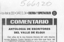 Antología de escritores del Valle de Elqui  [artículo] David Rojas Santander