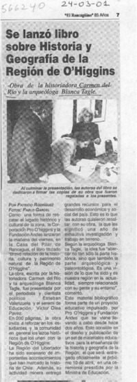 Se lanzó libro sobre Historia y Geografía de la Región de O'Higgins