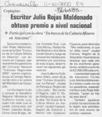 Escritor Julio Rojas Maldonado obtuvo premio a nivel nacional