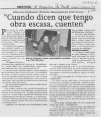 "Cuando dicen que tengo obra escasa, cuenten"