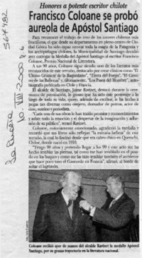 Francisco Coloane se probó aureola de Apóstol Santiago  [artículo]