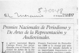 Premios nacionales de Periodismo y de Artes de la representación y audiovisuales  [artículo]