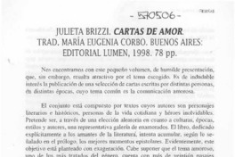 Julieta Brizzi. CARTAS DE AMOR.  [artículo] Carolina Valdivieso