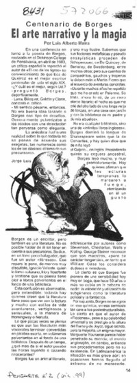 El arte narrativo y la magia.  [artículo] Luis Alberto Maira
