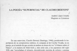La poesía "Superficial" de Claudio Bertoni