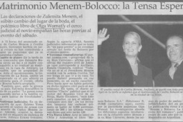 Matrimonio Menem-Bolocco, la tensa espera