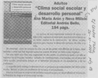 "Clima social escolar y desarrollo personal"