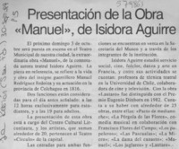 Presentación de la obra "Manuel", de Isidora Aguirre