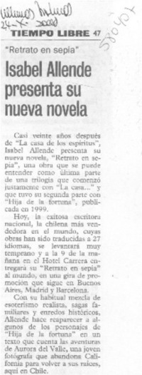 Isabel Allende presenta su nueva novela