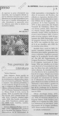 Tres premios de literatura