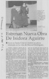 Estrenan nueva obra de Isidora Aguirre