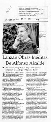 Lanzan obras inéditas de Alfonso Alcalde  [artículo]