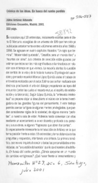 Crónica de las ideas. En busca del rumbo perdido  [artículo] Andrés Arteaga Manieu