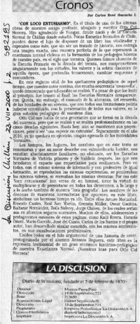 Con loco entusiasmo  [artículo] Carlos René Ibachache I.