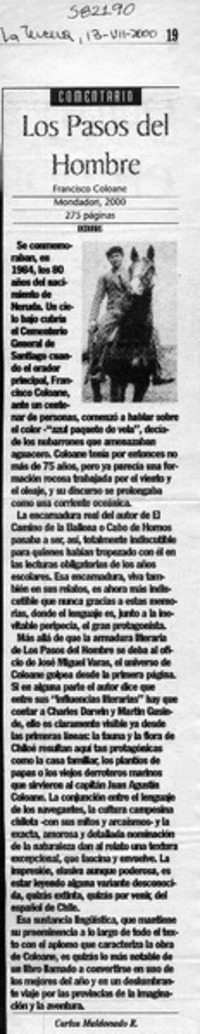 Los pasos del hombre  [artículo] Carlos Maldonado R.