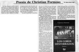 Poesía de Christian Formoso  [artículo] Marino Muñoz Lagos