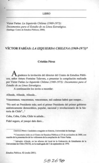Victor Farías, la izquierda chilena (1969-1973)  [artículo] Cristián Pérez