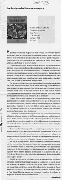La Desigualdad tampoco espera  [artículo] Tito Durán