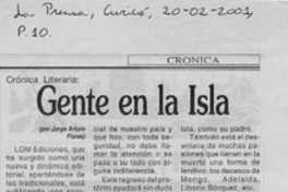 Gente en la isla  [artículo] Jorge Arturo Flores