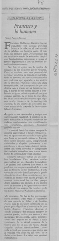 Francisco y lo humano  [artículo] Marino Pizarro Pizarro
