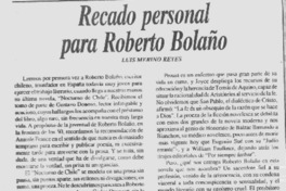 Recado personal para Roberto Bolaño
