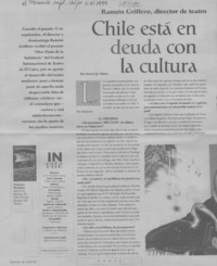 Chile está en deuda con la cultura  [artículo] Werne J.J. Núñez