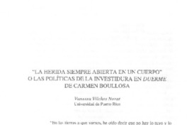 "La herida siempre abierta en un cuerpo" o las políticas de la investidura en duerme de Carmen Boullosa