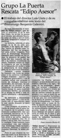 Grupo La Puerta rescata "Edipo asesor"