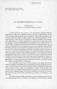El argumento secreto de la novela  [artículo] Cedomil Goic